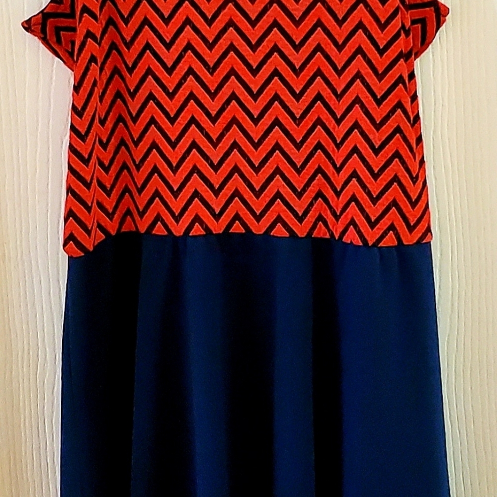 Alya NWT Med. Red/Blue Zig Zag Hogh Waist Dress - Picture 2 of 6